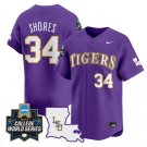 Chase Shores Jersey #34 LSU Tigers 2025 World Series Stitched Purple