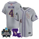Steven Milam Jersey #4 LSU Tigers 2025 World Series Stitched Gray