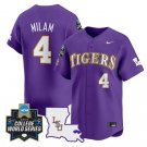 Steven Milam Jersey #4 LSU Tigers 2025 World Series Stitched Purple