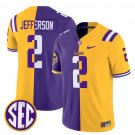 Justin Jefferson Jersey #2 LSU Tiger Split Vapor Limited V2 Football All Stitched