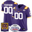 Custom LSU Tigers Jersey 100 Years of Tiger Stadium and Texas Bowl Patch Purple