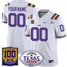 Custom LSU Tigers Jersey 100 Years of Tiger Stadium and Texas Bowl Patch White