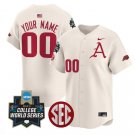 Custom Arkansas Razorbacks Jersey 2025 World Series Stitched Cream