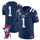 #1 Team Navy Jersey Ole Miss Rebels 2025 All Stitched