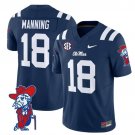 Archie Manning #18 Navy Jersey Ole Miss Rebels 2025 All Stitched