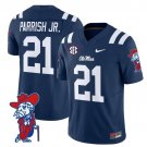 Henry Parrish Jr. #21 Navy Jersey Ole Miss Rebels 2025 All Stitched