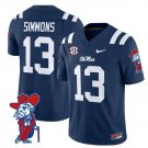 Austin Simmons #13 Navy Jersey Ole Miss Rebels 2025 All Stitched
