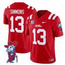 Austin Simmons #13 Red Jersey Ole Miss Rebels 2025 All Stitched