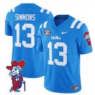 Austin Simmons #13 Powder Blue Jersey Ole Miss Rebels 2025 All Stitched