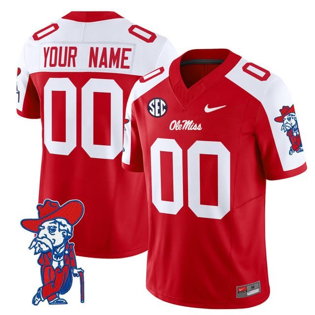 Custom Red Alternate Jersey Ole Miss Rebels 2025 All Stitched