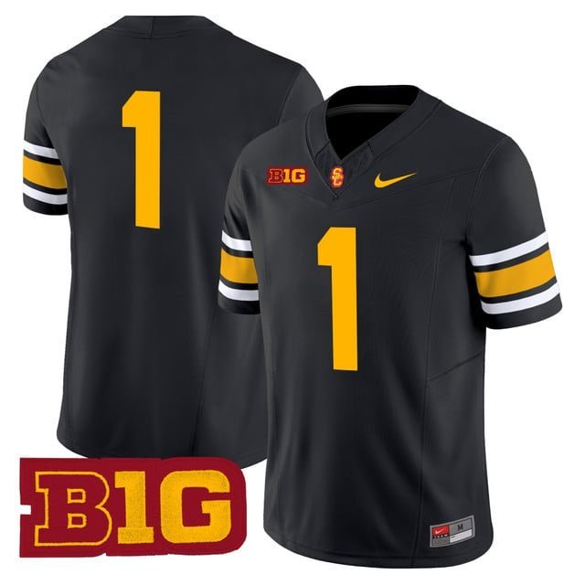 #1 Team Black Jersey USC Trojans Throwback 2025 All Stitched