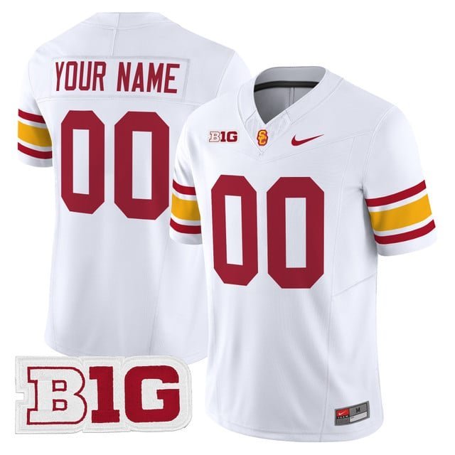 Custom White Jersey USC Trojans Throwback 2025 All Stitched
