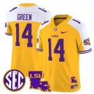 Trey'Dez Green #14 Gold Alternate Jersey LSU Tigers 2025 Louisiana Patch All Stitched