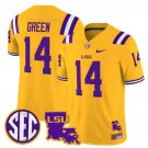 Trey'Dez Green #14 Gold Jersey LSU Tigers 2025 Louisiana Patch All Stitched