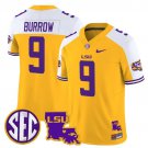 Joe Burrow #9 Gold Alternate Jersey LSU Tigers 2025 Louisiana Patch All Stitched