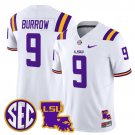 Joe Burrow #9 White Jersey LSU Tigers 2025 Louisiana Patch All Stitched