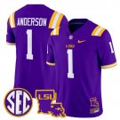 Aaron Anderson #1 Purple Jersey LSU Tigers 2025 Louisiana Patch All Stitched