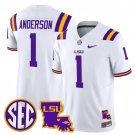 Aaron Anderson #1 White Jersey LSU Tigers 2025 Louisiana Patch All Stitched