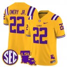 John Emery Jr. #22 Gold Jersey LSU Tigers 2025 Louisiana Patch All Stitched