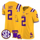 Kyren Lacy #2 Gold Jersey LSU Tigers 2025 Louisiana Patch All Stitched