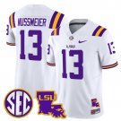 Garrett Nussmeier #13 White Jersey LSU Tigers 2025 Louisiana Patch All Stitched