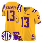 Garrett Nussmeier #13 Gold Jersey LSU Tigers 2025 Louisiana Patch All Stitched