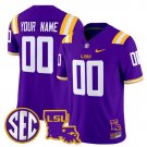 Custom Purple Jersey LSU Tigers 2025 Louisiana Patch All Stitched
