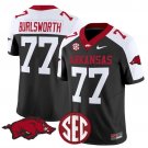 Brandon Burlsworth #77 Black Alternate Jersey Arkansas Razorbacks Vapor Limited 2025 All Stitched