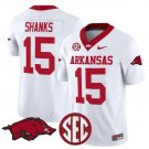 Kam Shanks #15 White Jersey Arkansas Razorbacks Vapor Limited 2025 All Stitched