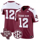 #12 Texas Maroon Alternate Jersey Texas A&M Aggies 2025 Vapor Limited All Stitched
