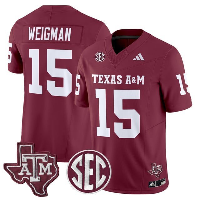 Conner Weigman Maroon Jersey Texas A&M Aggies 2025 Vapor Limited All Stitched