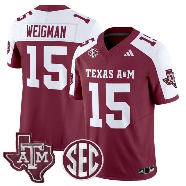 Conner Weigman Maroon Alternate Jersey Texas A&M Aggies 2025 Vapor Limited All Stitched