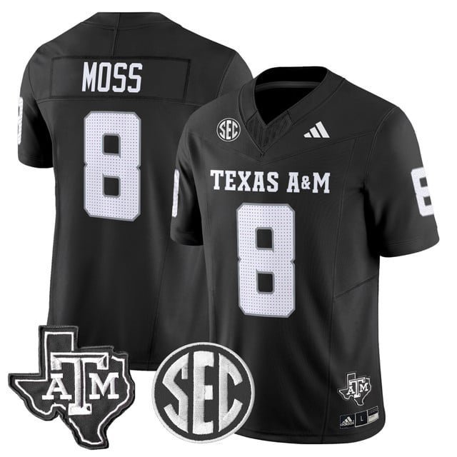 Le'Veon Moss Black Jersey Texas A&M Aggies 2025 Vapor Limited All Stitched
