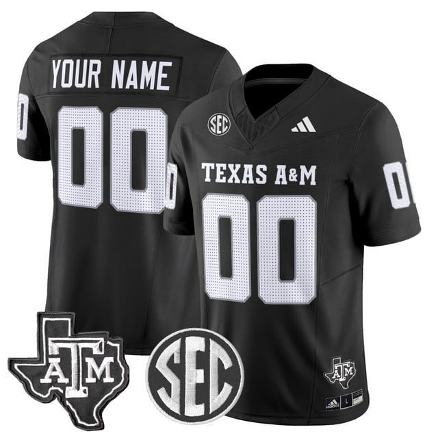 Custom Black Jersey Texas A&M Aggies 2025 Vapor Limited All Stitched