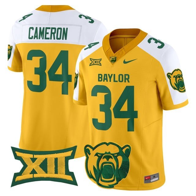 Josh Cameron Gold Alternate Jersey Baylor Bears 2025 Vapor Limited All Stitched V1