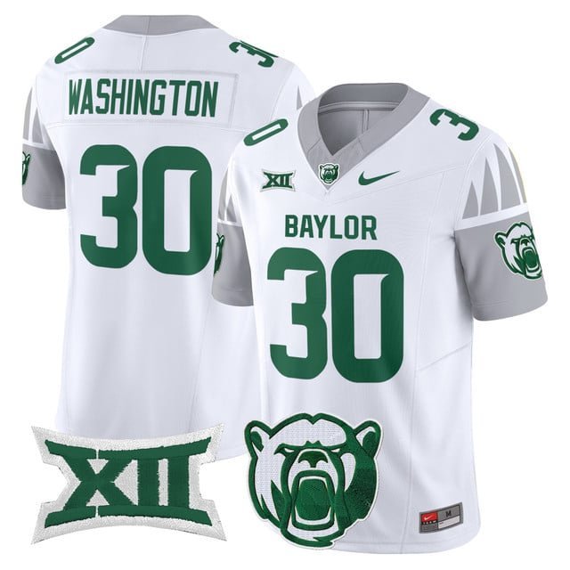 Bryson Washington White Jersey Baylor Bears 2025 Vapor Limited All Stitched V1