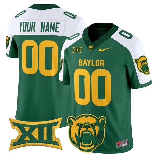 Custom Green Alternate Jersey Baylor Bears 2025 Vapor Limited All Stitched V1