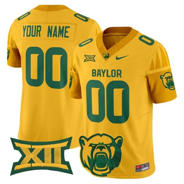 Custom Gold Jersey Baylor Bears 2025 Vapor Limited All Stitched V1