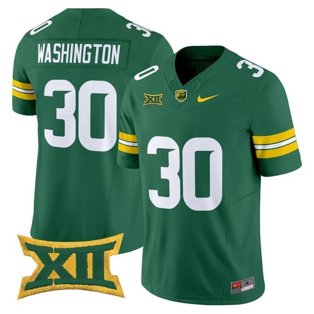 Bryson Washington Green Jersey Baylor Bears 2025 Vapor Limited All Stitched