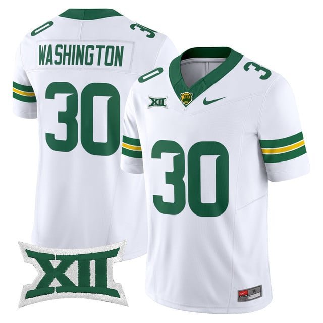 Bryson Washington White Jersey Baylor Bears 2025 Vapor Limited All Stitched
