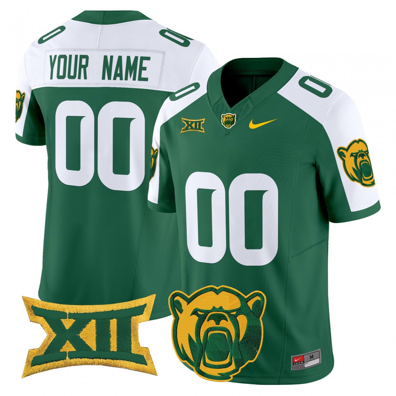Custom Green Alternate Jersey Baylor Bears 2025 Vapor Limited All Stitched