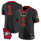 #1 Team Black Gold Jersey Georgia Bulldogs 2025 Georgia Map & Vince Dooley All Stitched