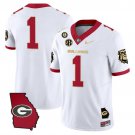 #1 Team White Gold Jersey Georgia Bulldogs 2025 Georgia Map & Vince Dooley All Stitched
