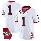 #1 Team White Jersey Georgia Bulldogs 2025 Georgia Map & Vince Dooley All Stitched