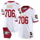 Dawg 706 White Gold Jersey Georgia Bulldogs 2025 Georgia Map & Vince Dooley All Stitched