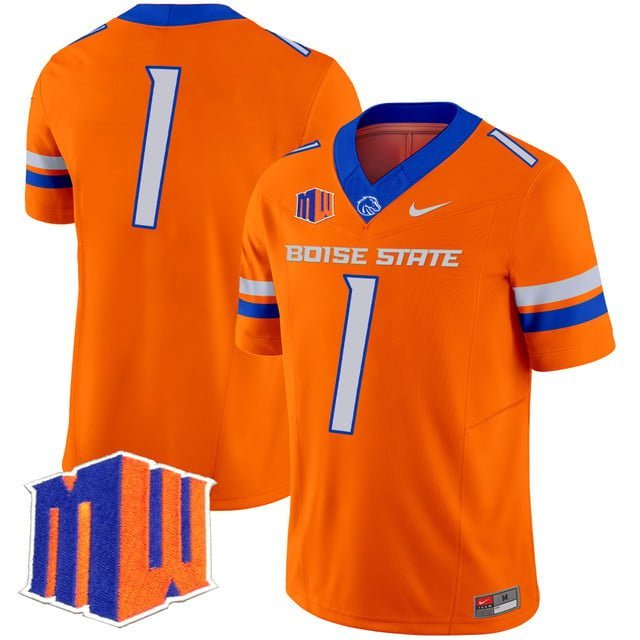 #1 Team Orange Jersey Boise State Broncos 2025 Vapor Limited All Stitched