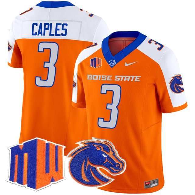 Latrell Caples Orange Alternate Jersey Boise State Broncos 2025 Vapor Limited All Stitched