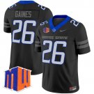 Sire Gaines Black Jersey Boise State Broncos 2025 Vapor Limited All Stitched