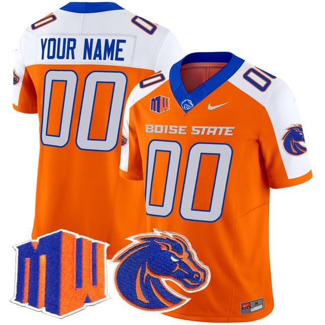 Custom Orange Alternate Jersey Boise State Broncos 2025 Vapor Limited All Stitched