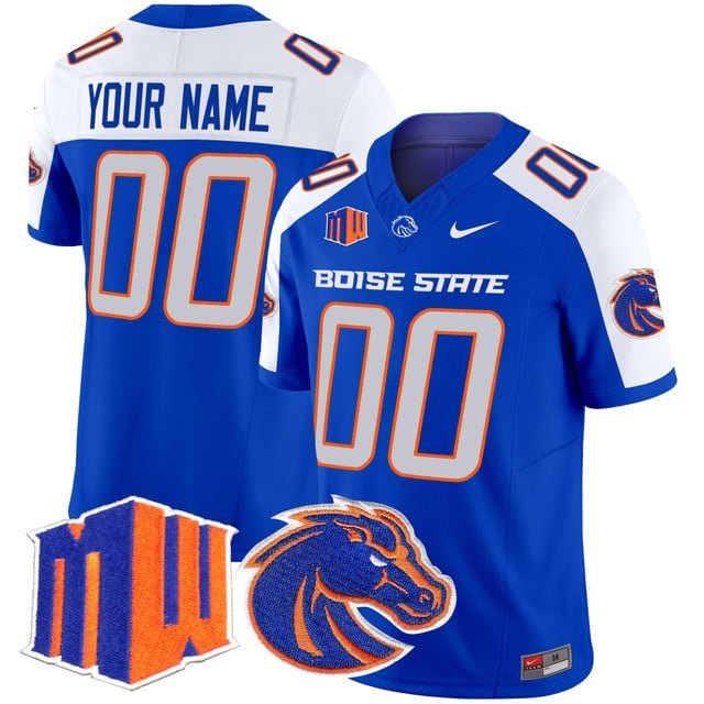 Custom Royal Alternate Jersey Boise State Broncos 2025 Vapor Limited All Stitched